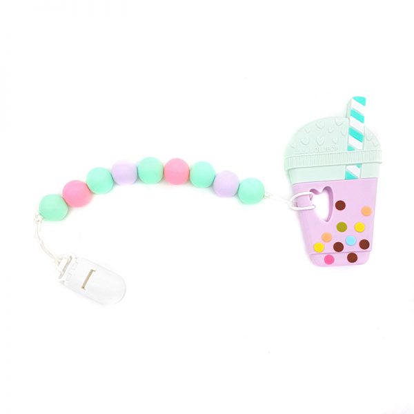 Baby-Teething-Clip-Set---Bubble-Tea-Taro