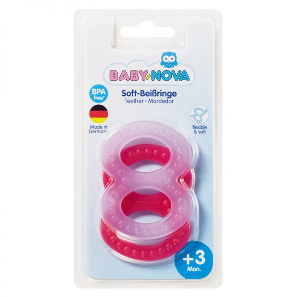 31188 Baby Nova Soft Teether with Numbs - Purple & Pink (2) - Baby Nova - Oceanokidz