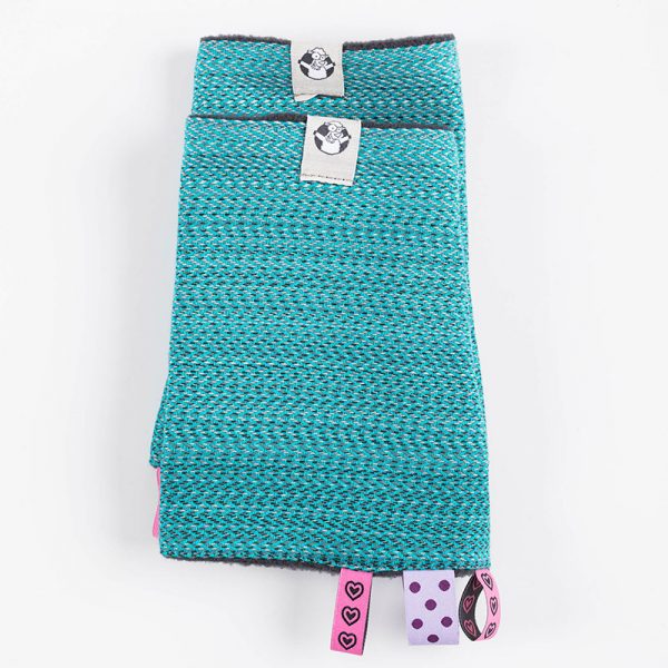 DROOL PADS & REACH STRAPS SET, (60� COTTON, 40� POLYESTER) - LITTLE HERRINGBONE OMBRE TEAL2.0