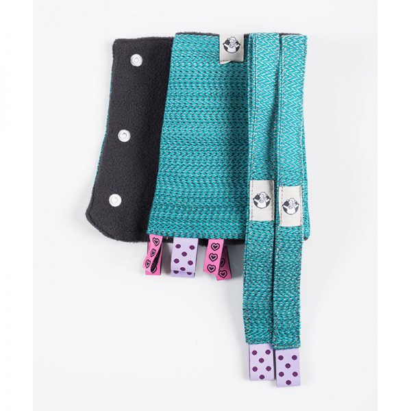DROOL PADS & REACH STRAPS SET, (60� COTTON, 40� POLYESTER) - LITTLE HERRINGBONE OMBRE TEAL3.0