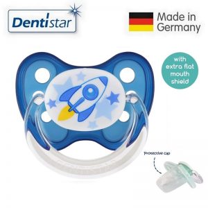 Dentistar Tooth-friendly Flat Pacifier (6-14 months) size 2 with protective cap - Rocket (1)