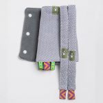 LennyLamb Drool Pads & Reach Straps Set - Little Herringbone Grey (60� cotton, 40� polyester)1 (2)