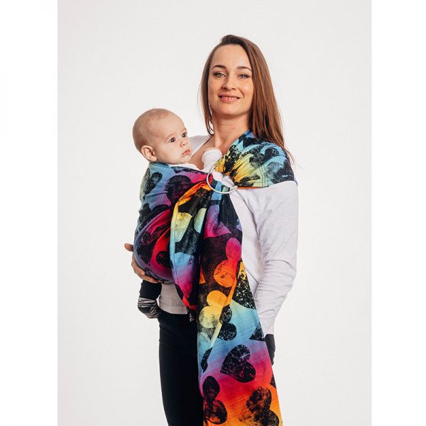 LennyLamb Ring Sling - Lovka Rainbow Dark (Jacquard Weave 100% Cotton) (1)