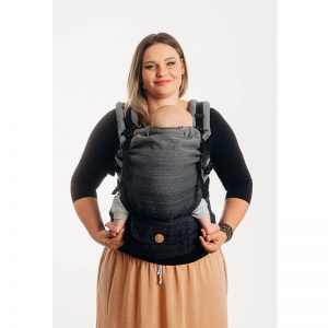 LennyUpGrade Carrier - Little Herringbone Ombre Grey (Herringbone Weave 100% Cotton) (1)