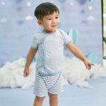 Love From Above Front Snap Baby Short Sleeve Set (Blue) (4)