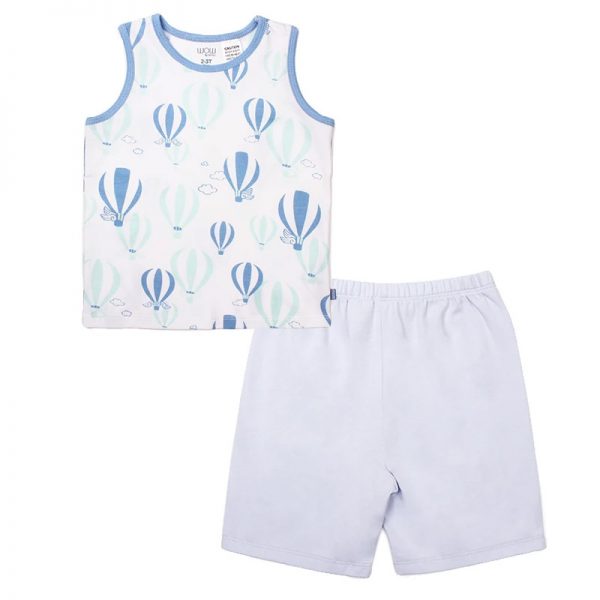 Love From Above Hot Air Balloon Toddler Sleeveless Set (Blue) (1)