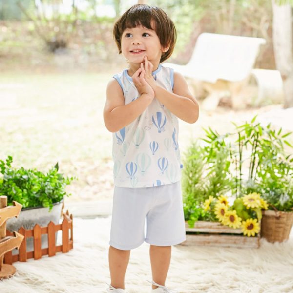 Love From Above Hot Air Balloon Toddler Sleeveless Set (Blue) (2)