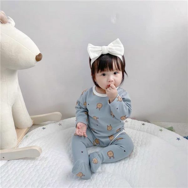 BUNNY LONG SLEEVE BODYSUIT WITH MATCHING FOOTSIE - POWDER BLUE (2)