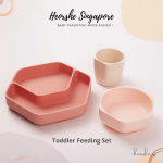 Heorshe 3pcs Toddler Feeding Set (Silicon Suction Plate, Silicon Suction Bowl, Silicone Cup) (1)