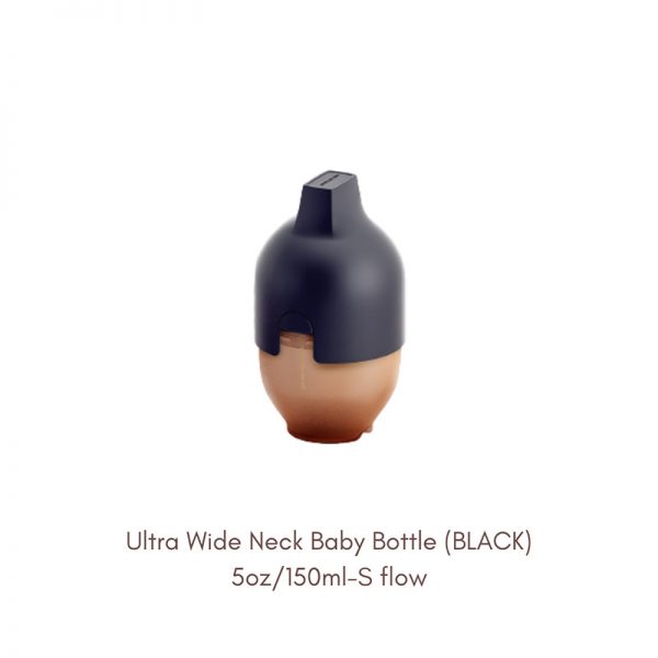 Heorshe Ultra Wide Neck Baby Bottle, 5oz150ml, Black