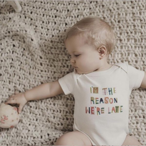 Im The Reason We're Late Organic Bodysuit (3) - Baby Bunnies