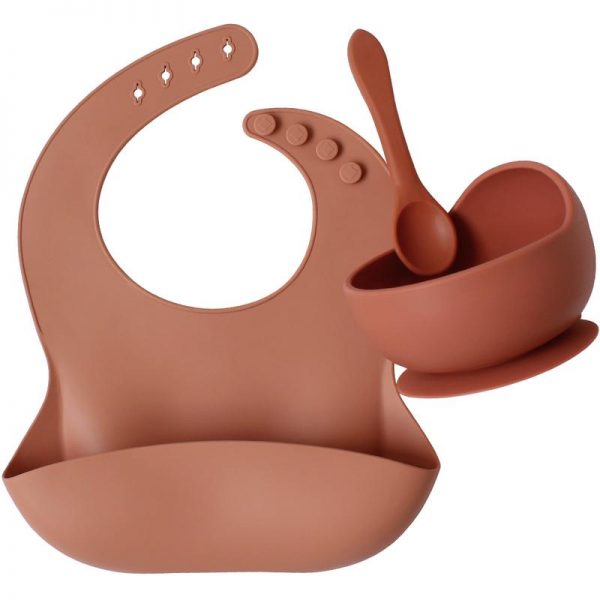 Silicone Bib + Bowl Set - Burnt Orange - Cookie Dealer