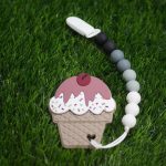Teether - Ice Cream Option 1 (Black Grey White Beads)