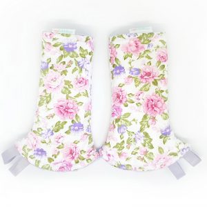 Floral Bouquet Curved Droolpads with lavender Minky