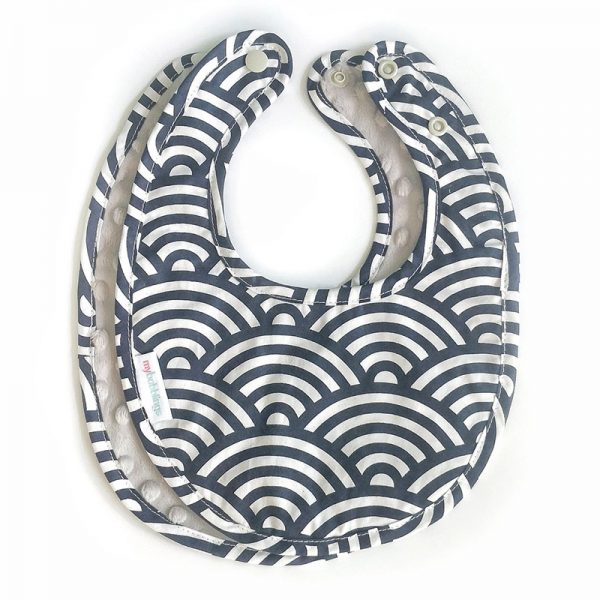 Grey Minky Oceanic Waves Bib (2)