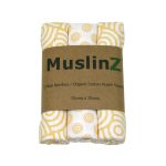 MuslinZ 3 Pack BambooOrganic Cotton Muslin Squares 70x70cm – Gold Print (4)